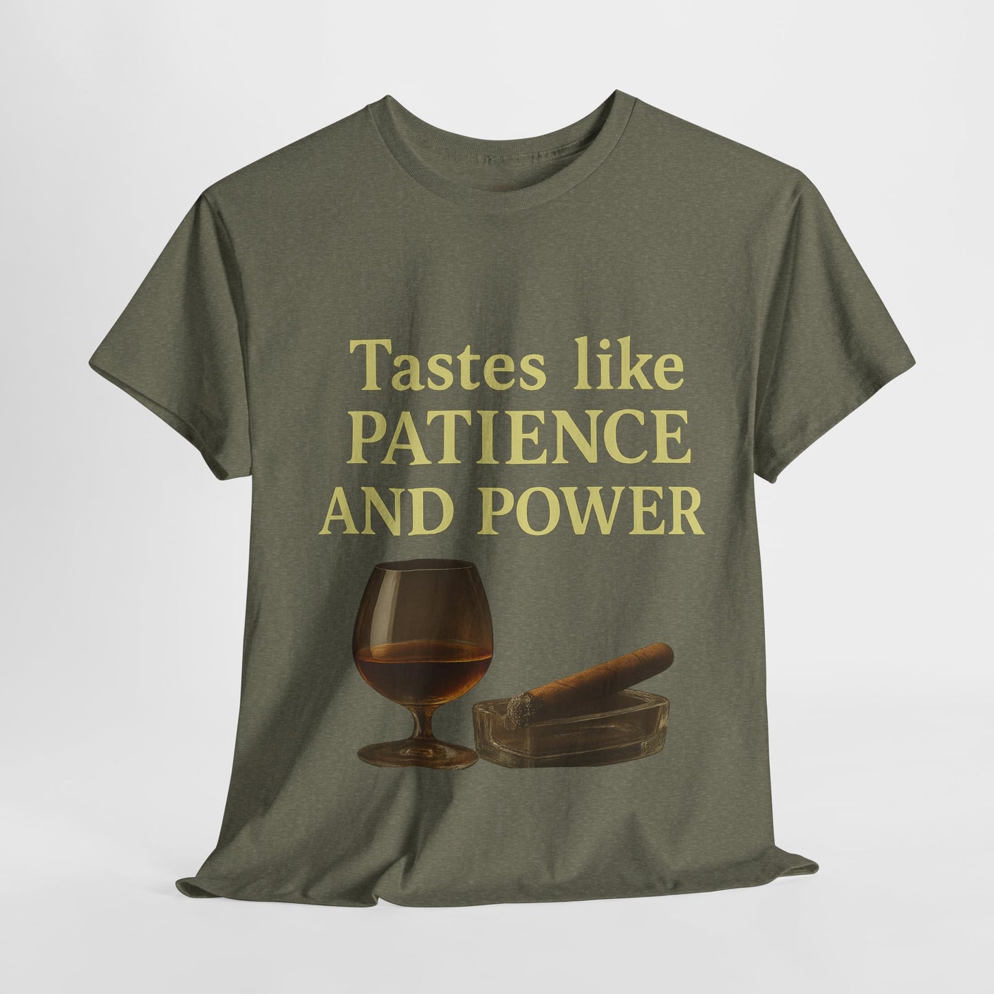 Patience and Power Tee, Funny Unisex Cotton T-Shirt, Gift for Whiskey Lovers, Inspirational Humor Shirt, Casual Everyday Wear
