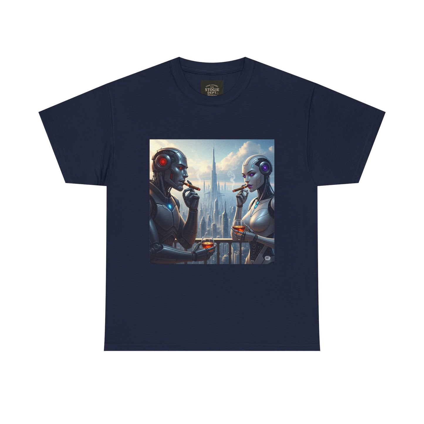Futuristic Robot Tee, Unisex Heavy Cotton T-Shirt, Sci-Fi Apparel