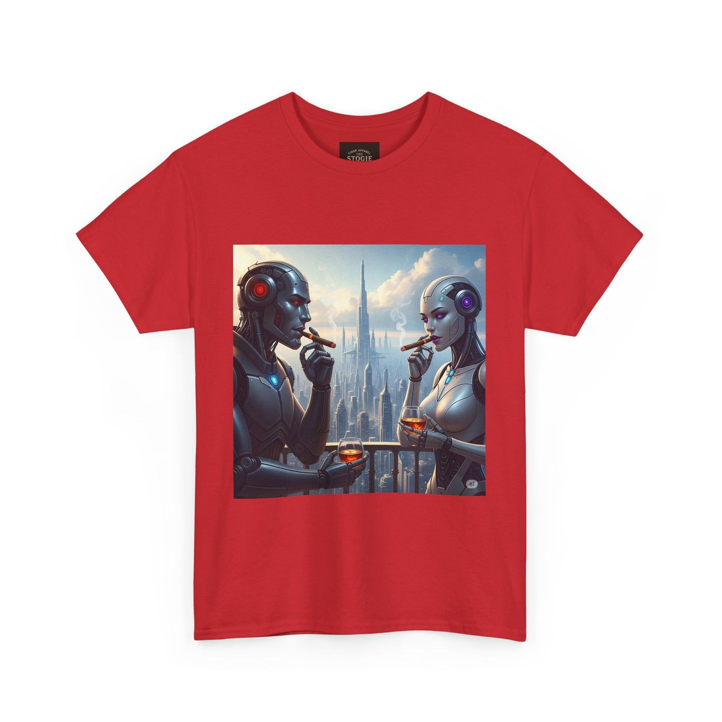 Futuristic Robot Tee, Unisex Heavy Cotton T-Shirt, Sci-Fi Apparel