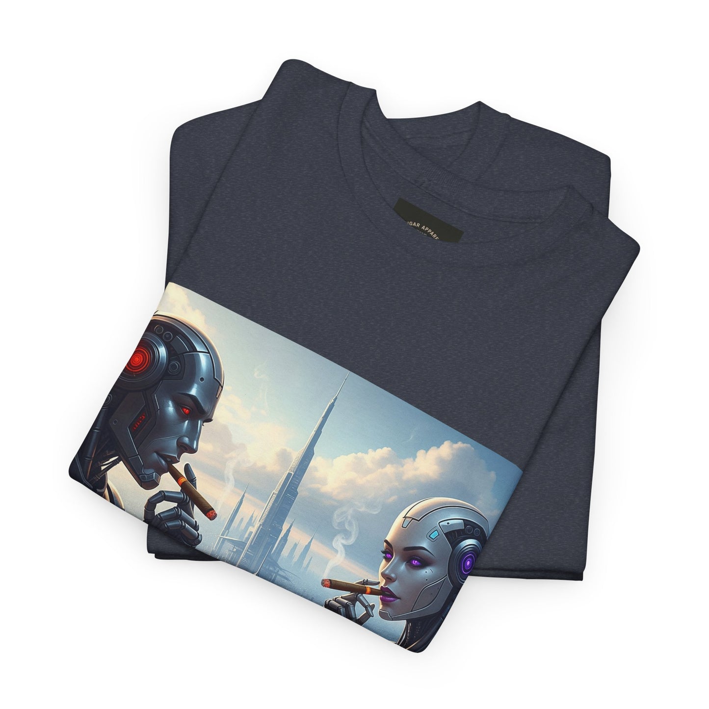 Futuristic Robot Tee, Unisex Heavy Cotton T-Shirt, Sci-Fi Apparel