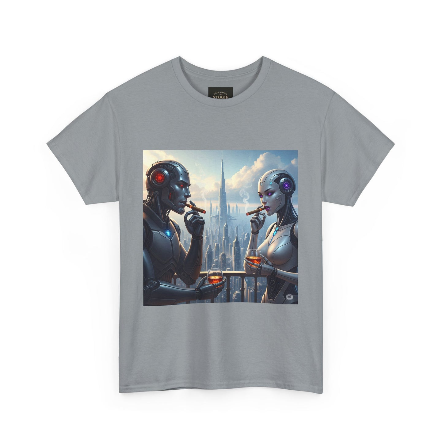 Futuristic Robot Tee, Unisex Heavy Cotton T-Shirt, Sci-Fi Apparel