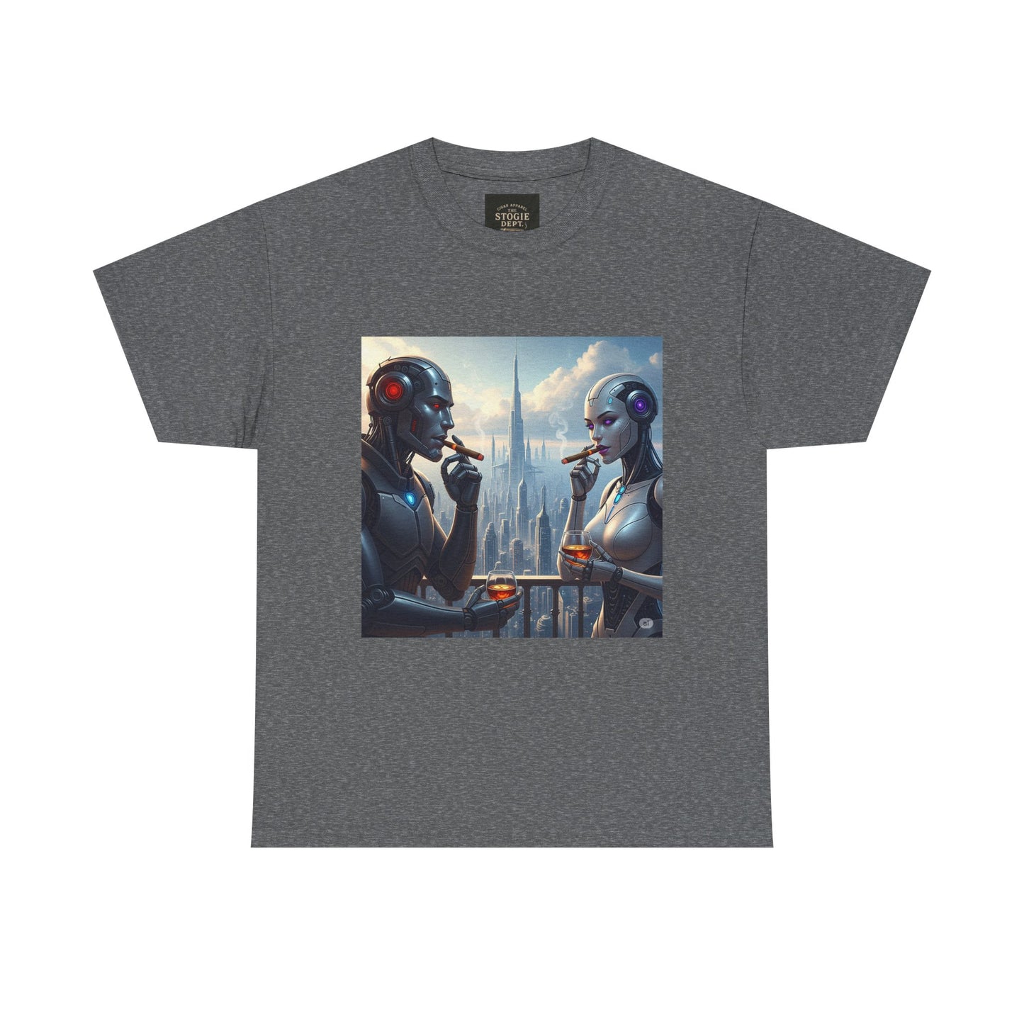 Futuristic Robot Tee, Unisex Heavy Cotton T-Shirt, Sci-Fi Apparel