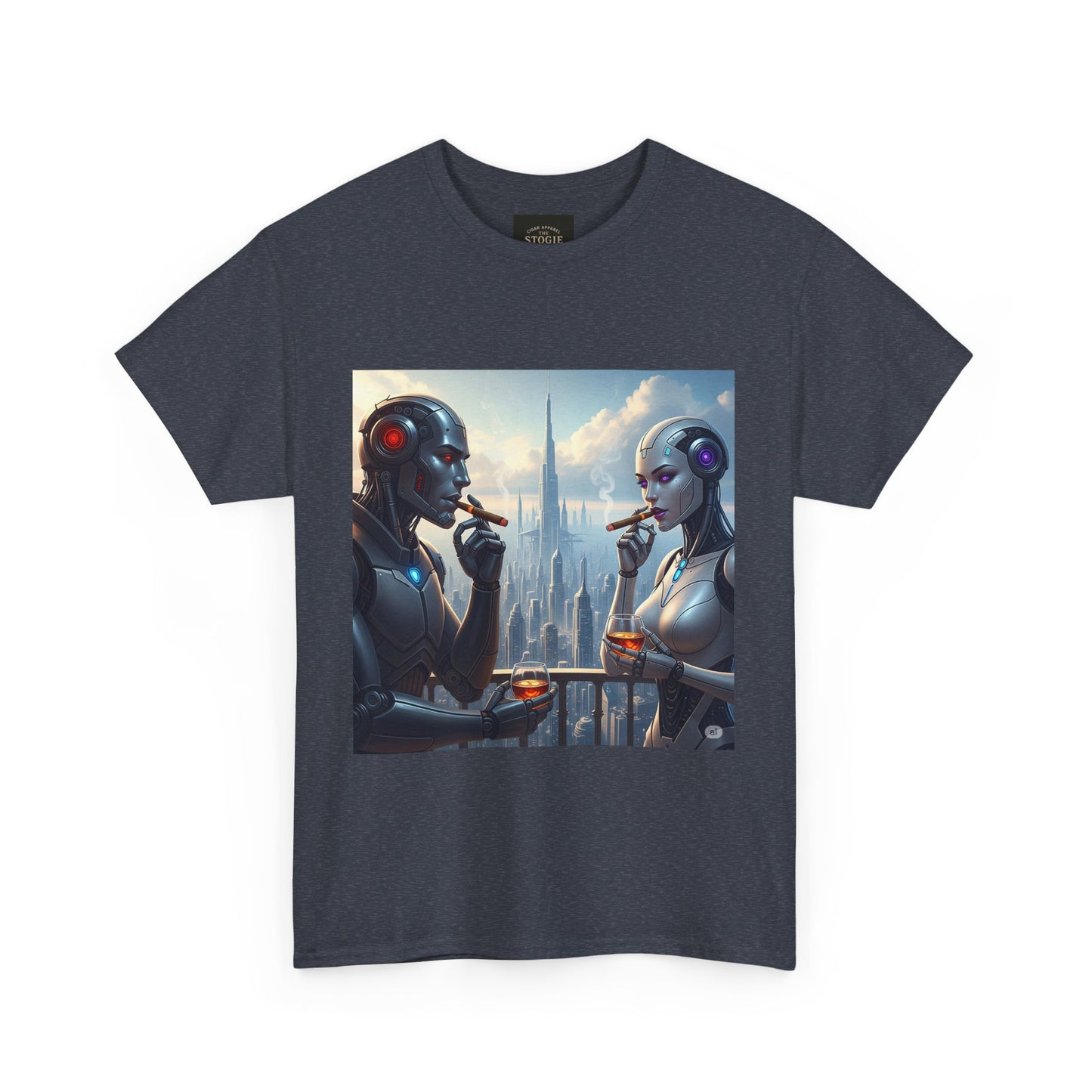 Futuristic Robot Tee, Unisex Heavy Cotton T-Shirt, Sci-Fi Apparel