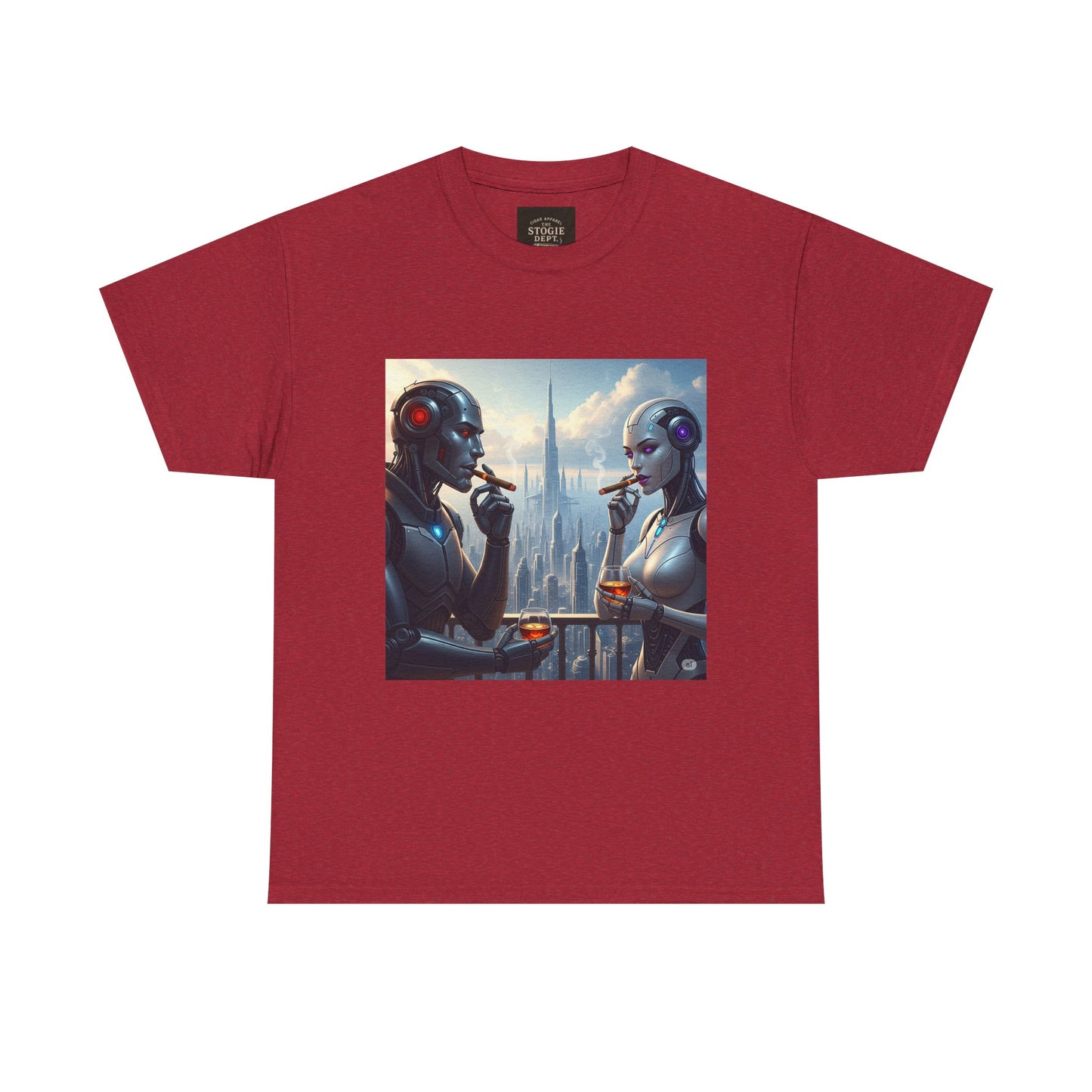 Futuristic Robot Tee, Unisex Heavy Cotton T-Shirt, Sci-Fi Apparel