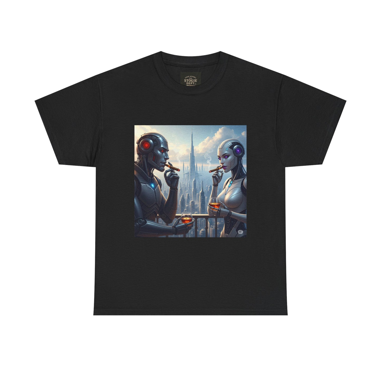 Futuristic Robot Tee, Unisex Heavy Cotton T-Shirt, Sci-Fi Apparel