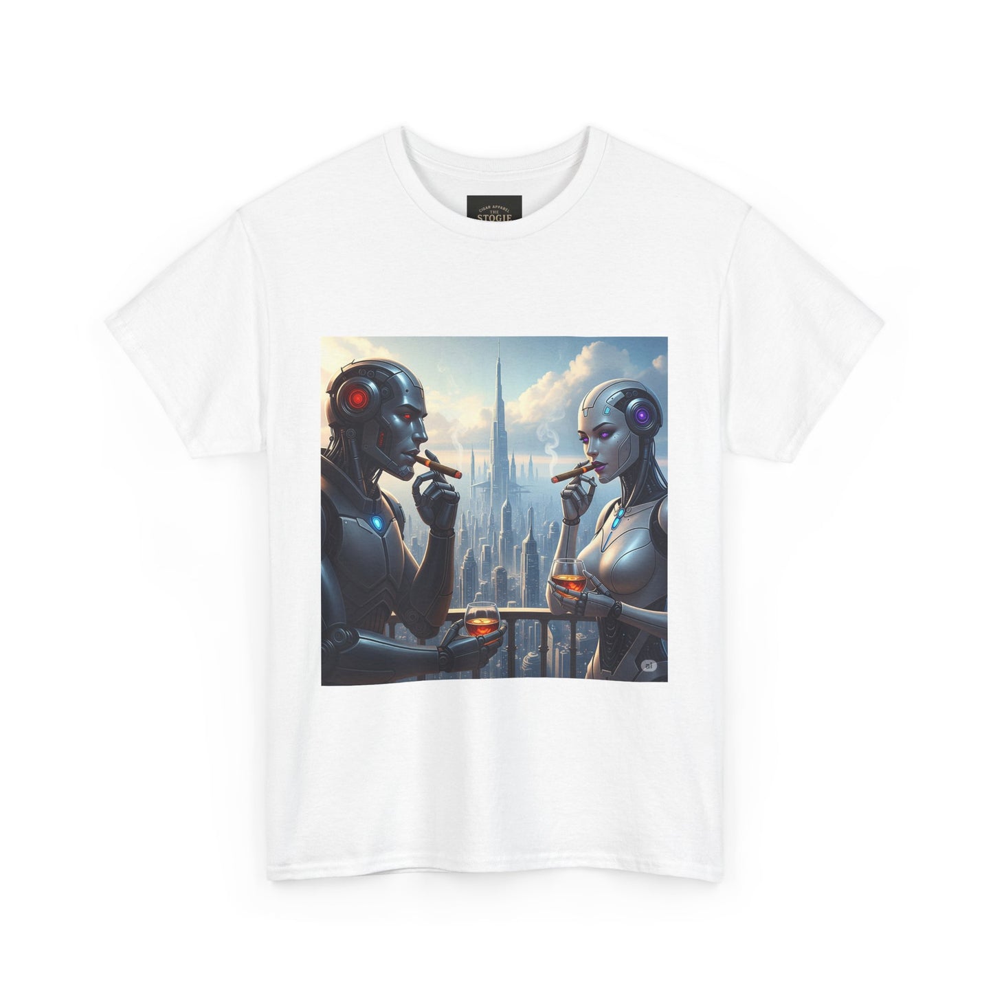 Futuristic Robot Tee, Unisex Heavy Cotton T-Shirt, Sci-Fi Apparel