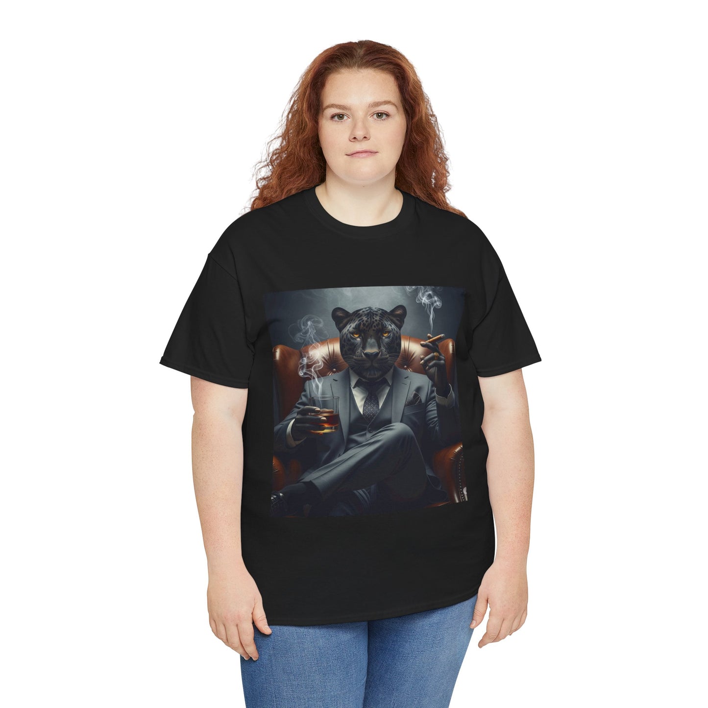 Stylish Unisex Heavy Cotton Tee with Cool Panther Design,