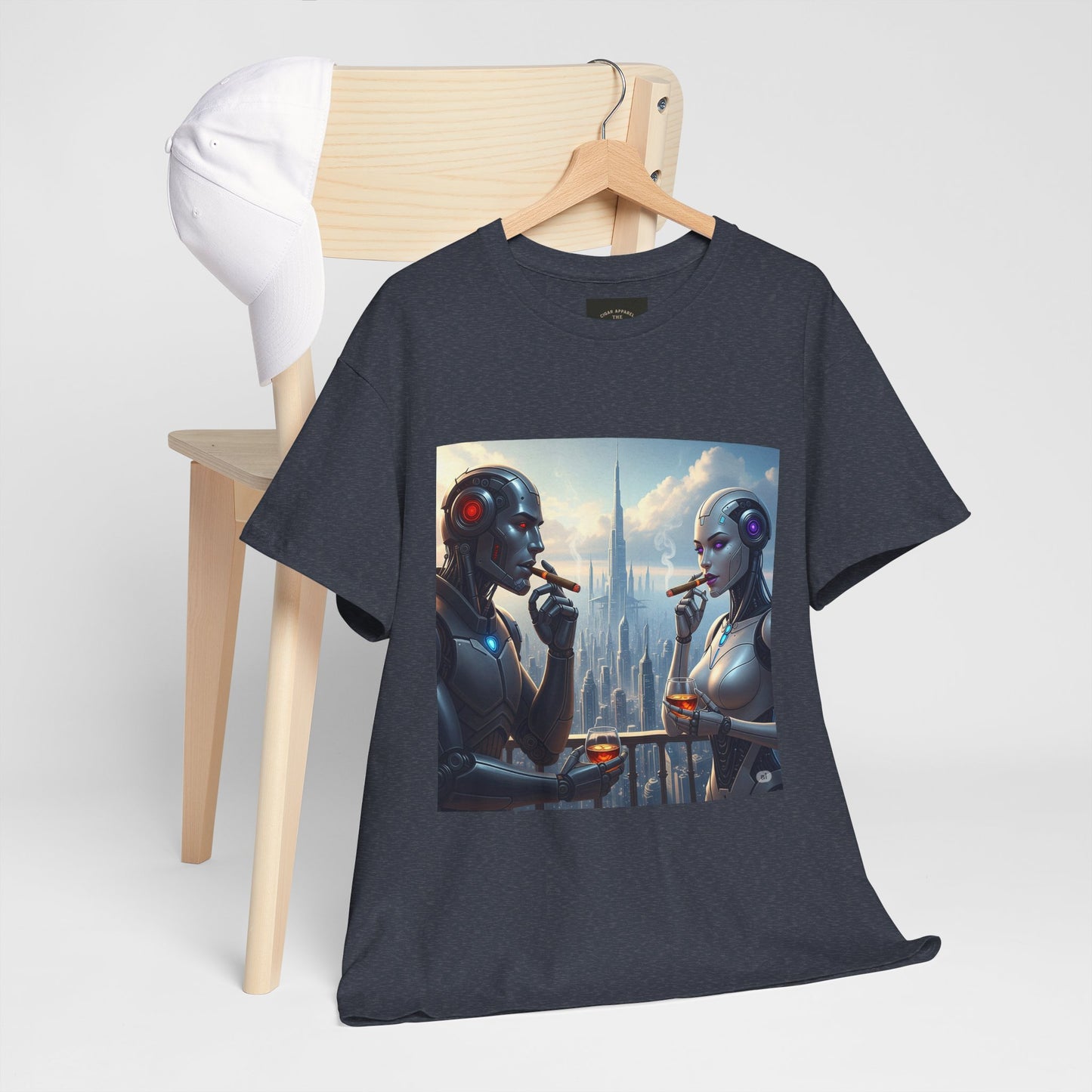 Futuristic Robot Tee, Unisex Heavy Cotton T-Shirt, Sci-Fi Apparel