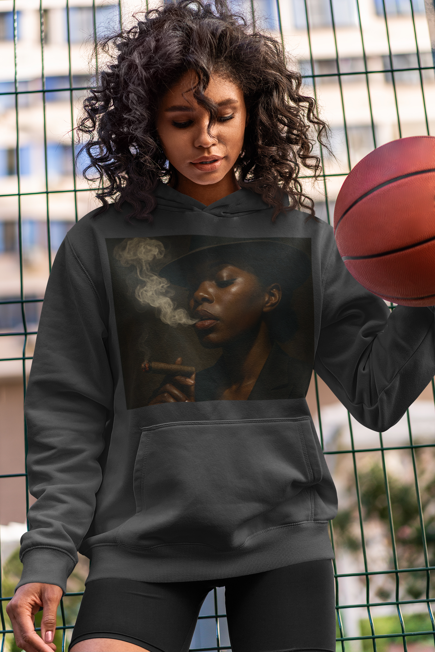 Chic Cropped Hoodie with Smoky Vibes,
