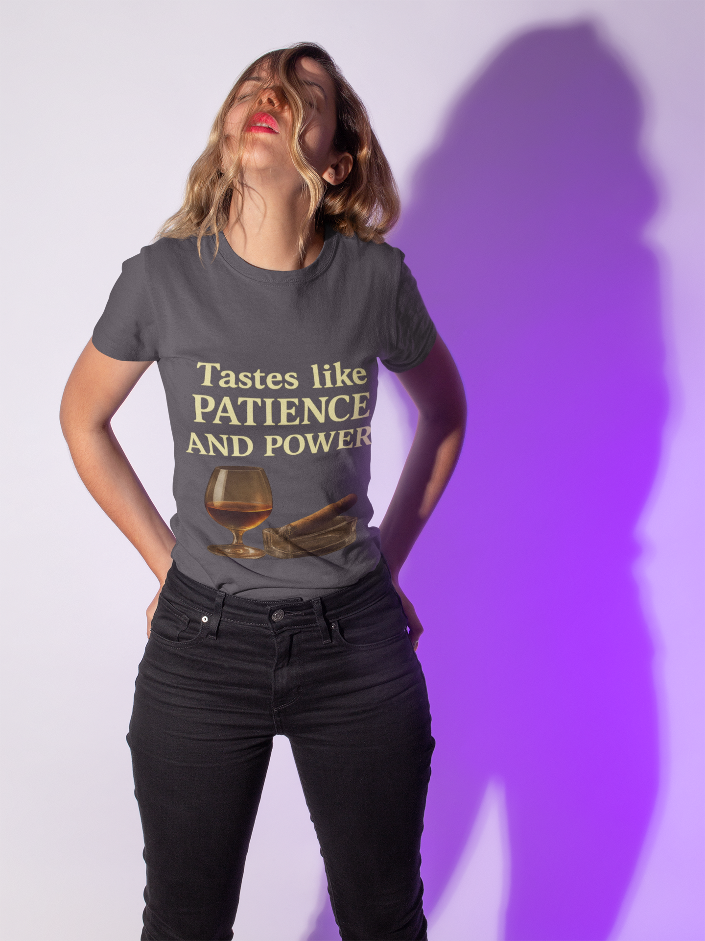 Patience and Power Tee, Funny Unisex Cotton T-Shirt, Gift for Whiskey Lovers, Inspirational Humor Shirt, Casual Everyday Wear