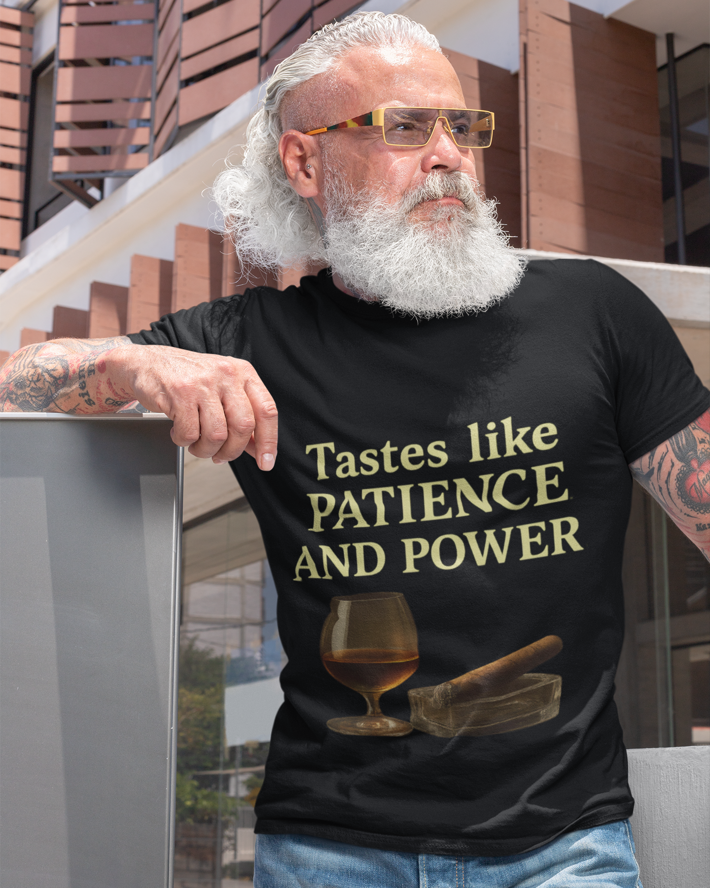 Patience and Power Tee, Funny Unisex Cotton T-Shirt, Gift for Whiskey Lovers, Inspirational Humor Shirt, Casual Everyday Wear