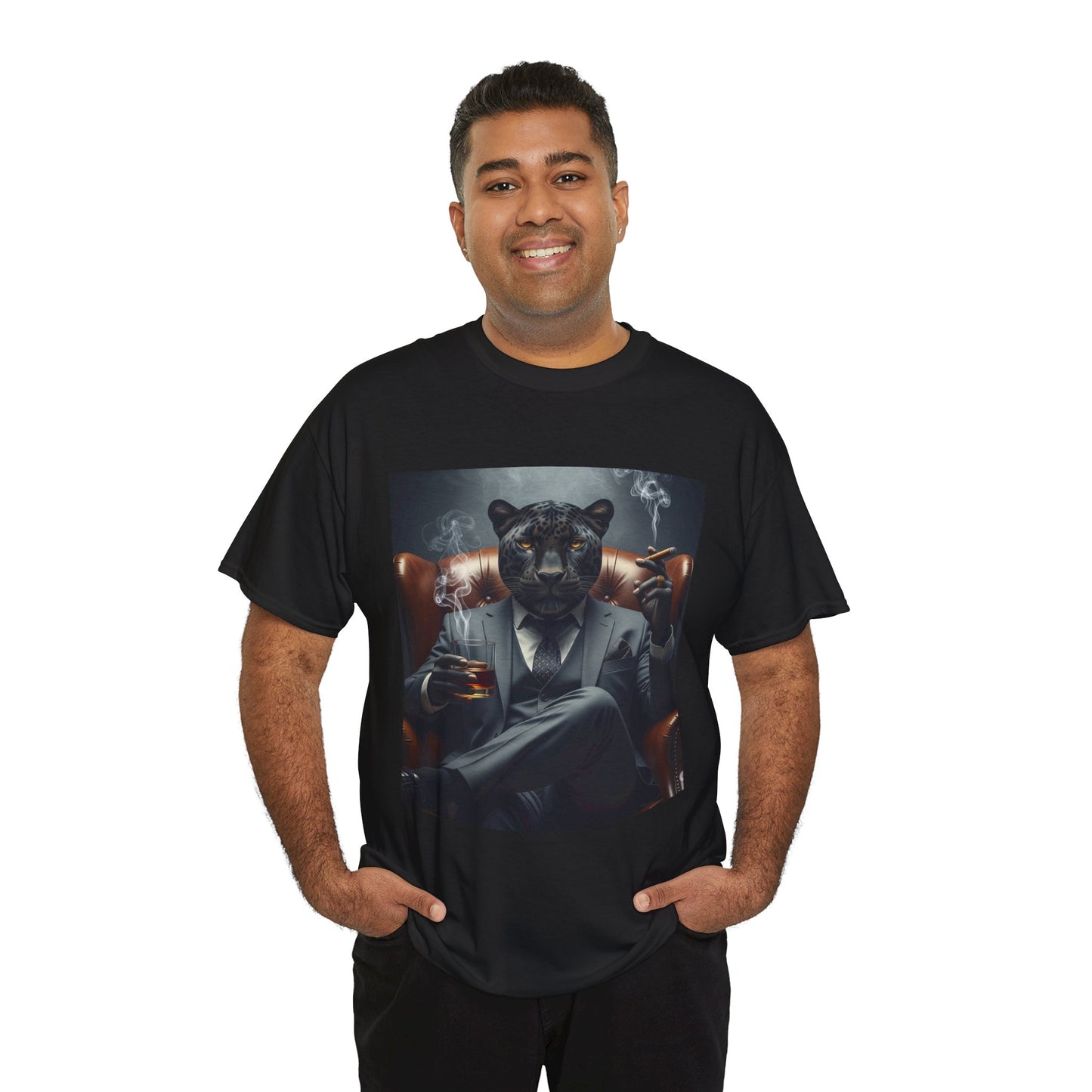 Stylish Unisex Heavy Cotton Tee with Cool Panther Design,