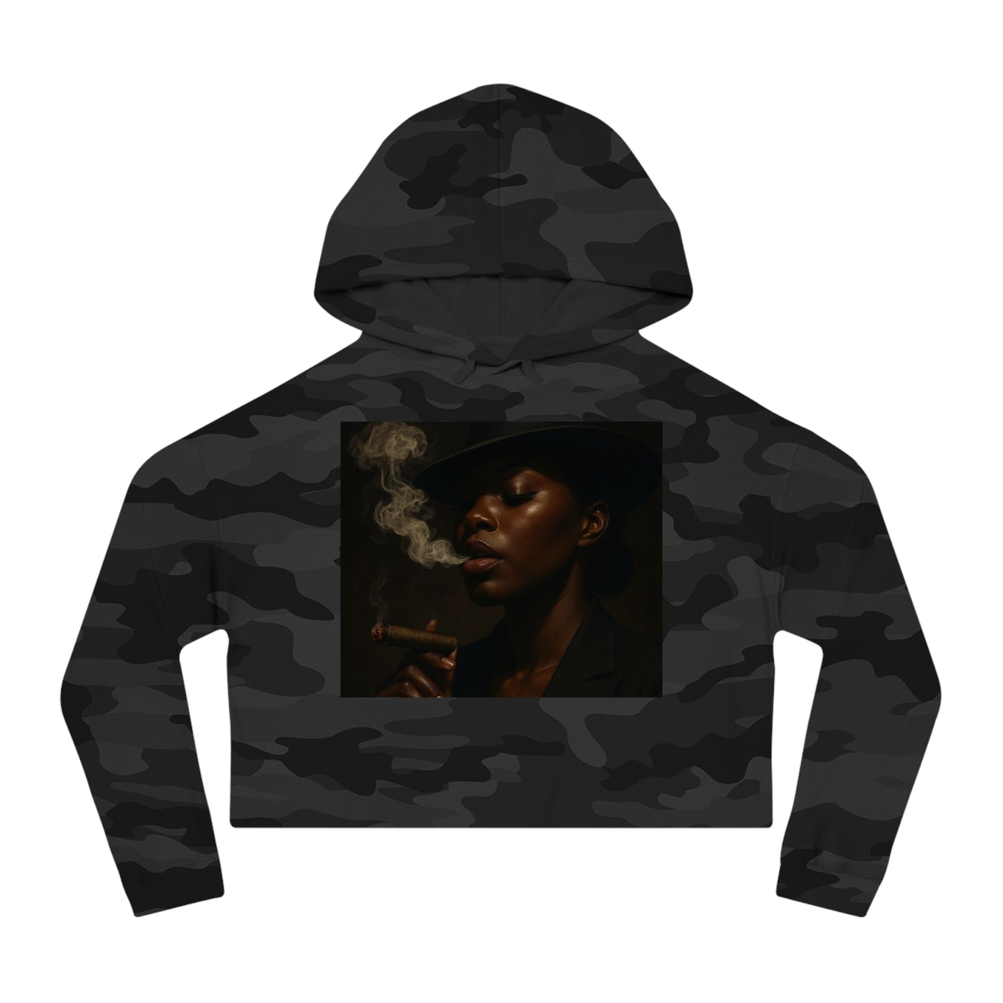 Chic Cropped Hoodie with Smoky Vibes,