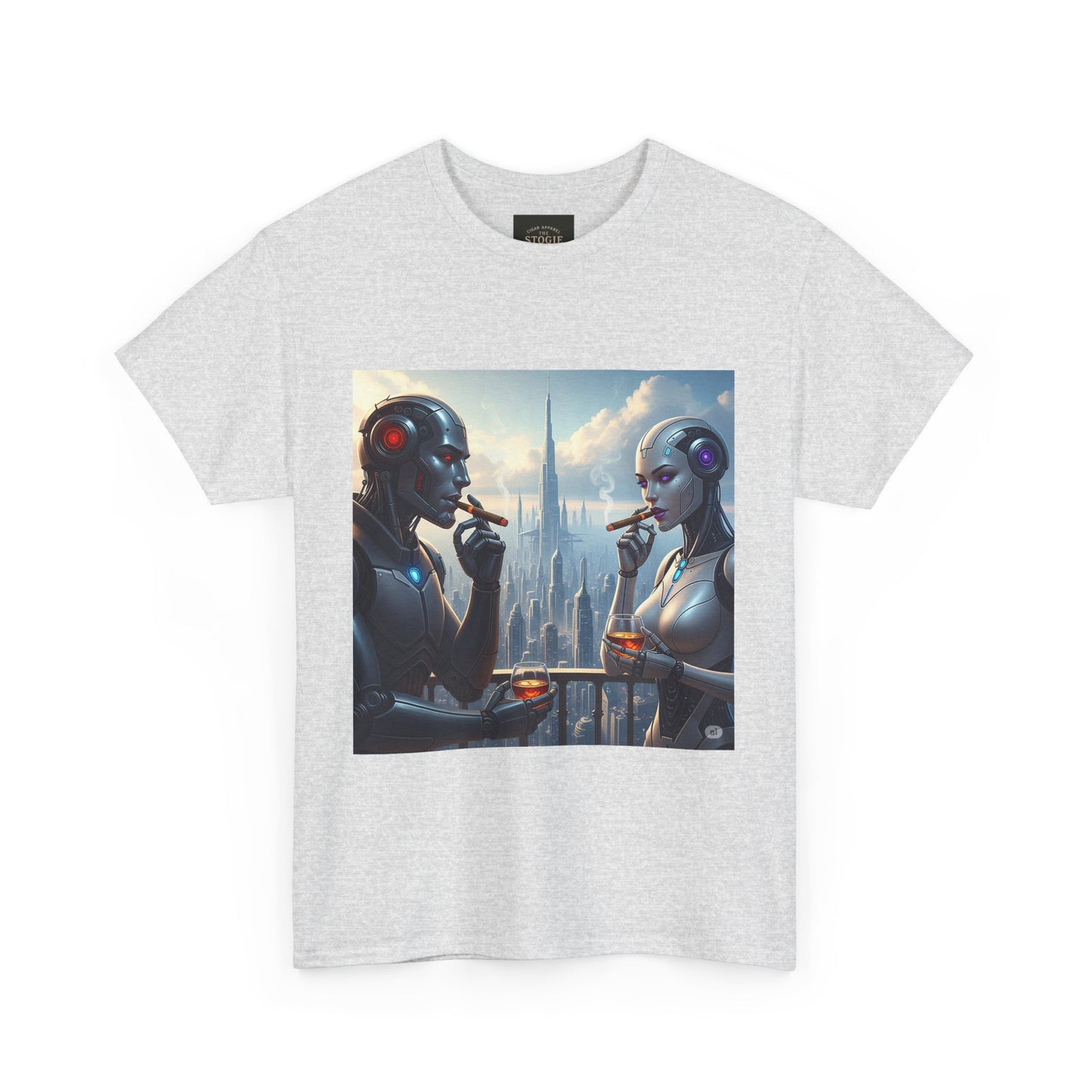Futuristic Robot Tee, Unisex Heavy Cotton T-Shirt, Sci-Fi Apparel