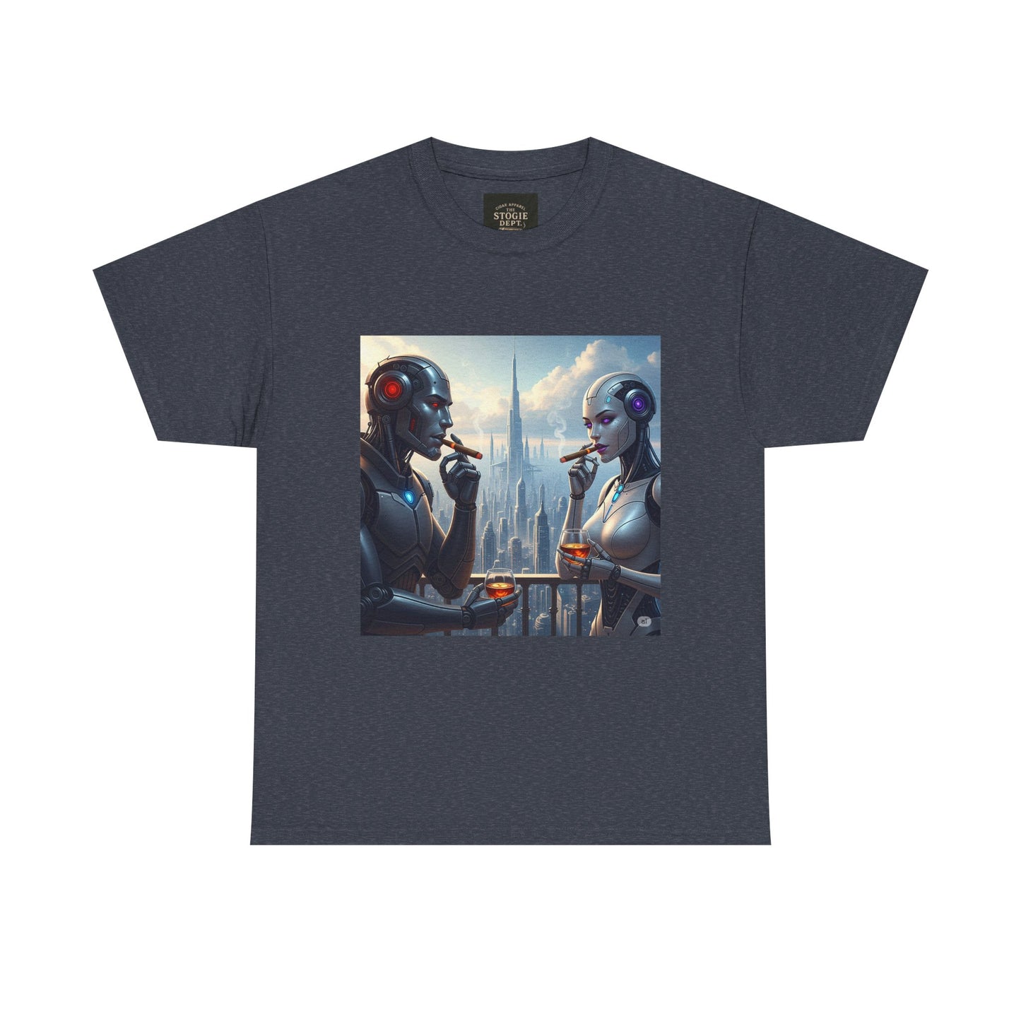 Futuristic Robot Tee, Unisex Heavy Cotton T-Shirt, Sci-Fi Apparel