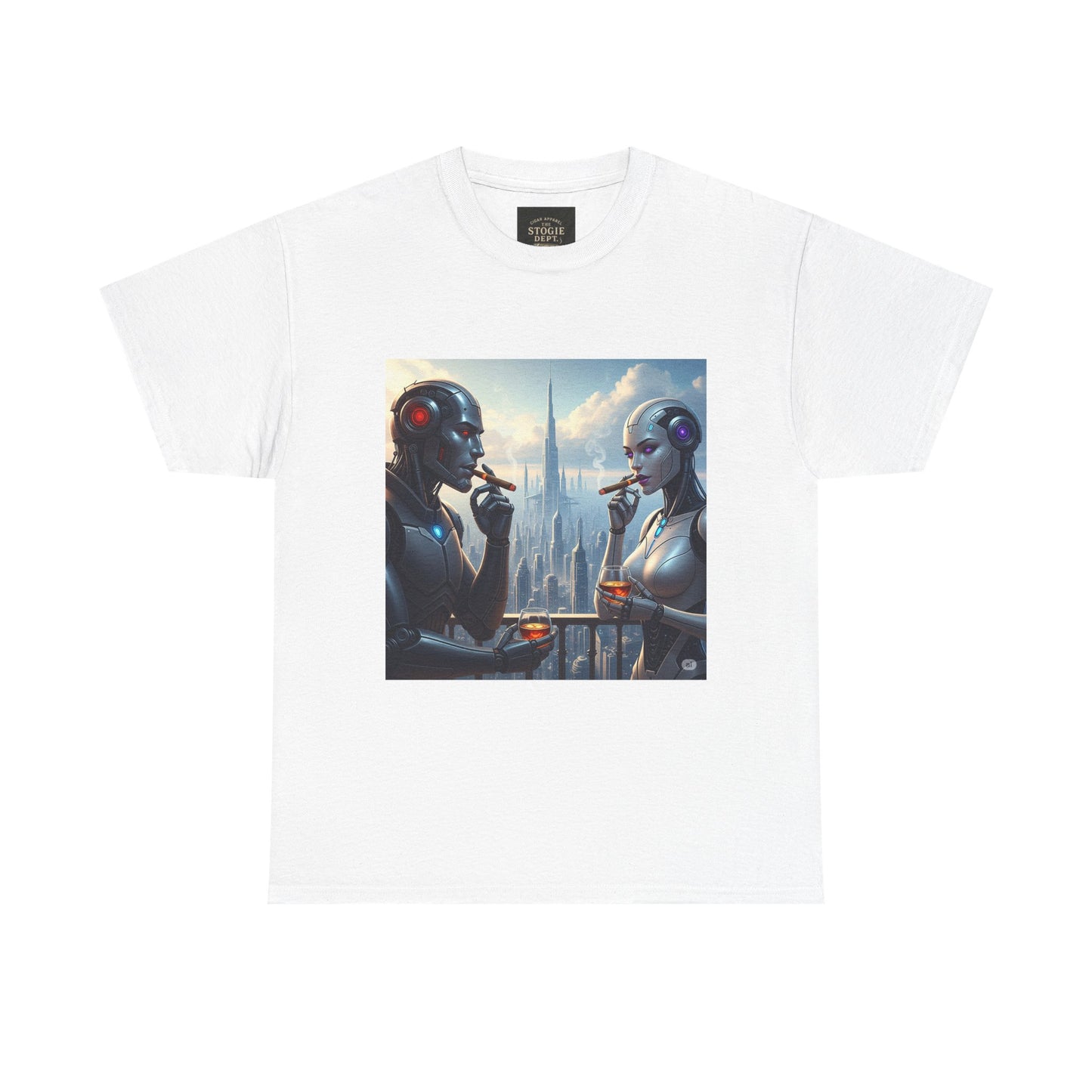 Futuristic Robot Tee, Unisex Heavy Cotton T-Shirt, Sci-Fi Apparel