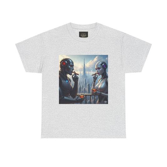 Futuristic Robot Tee, Unisex Heavy Cotton T-Shirt, Sci-Fi Apparel