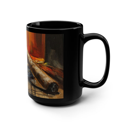 Artistic Black Mug for Coffee Lovers, Unique Housewarming Gift, Art-Inspired Drinkware, Perfect for Birthdays, Relaxation Vibes, 15oz