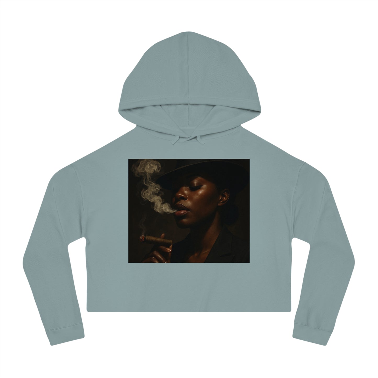 Chic Cropped Hoodie with Smoky Vibes,