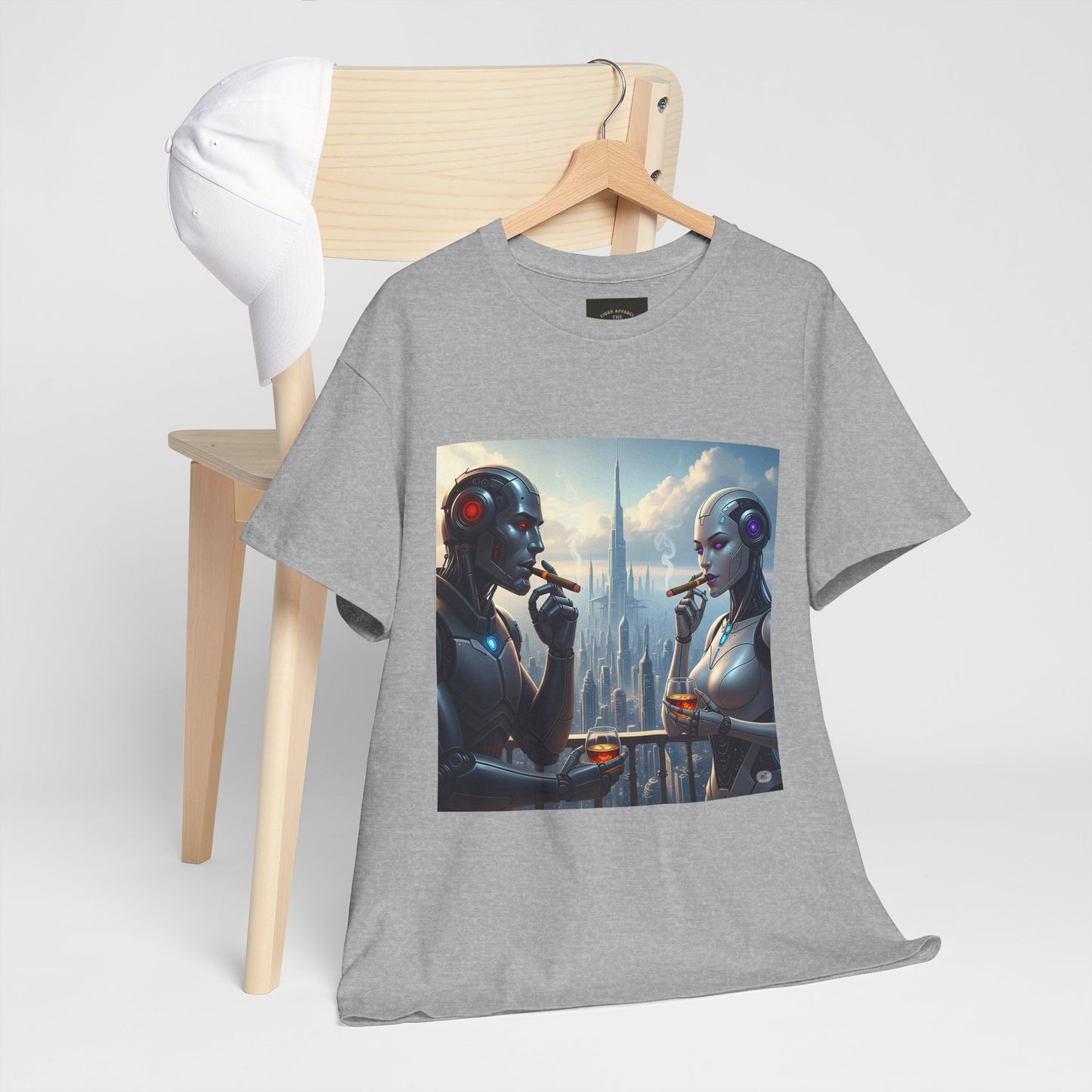Futuristic Robot Tee, Unisex Heavy Cotton T-Shirt, Sci-Fi Apparel