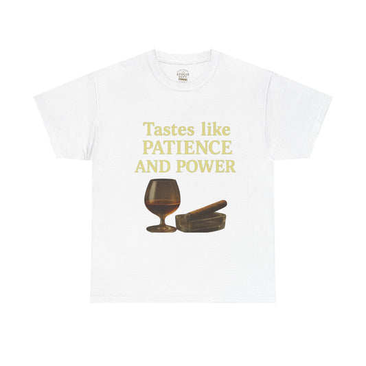 Patience and Power Tee, Funny Unisex Cotton T-Shirt, Gift for Whiskey Lovers, Inspirational Humor Shirt, Casual Everyday Wear