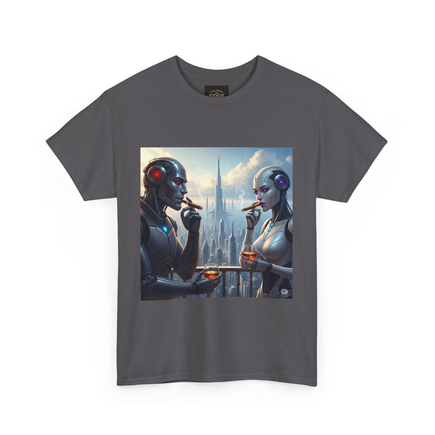 Futuristic Robot Tee, Unisex Heavy Cotton T-Shirt, Sci-Fi Apparel