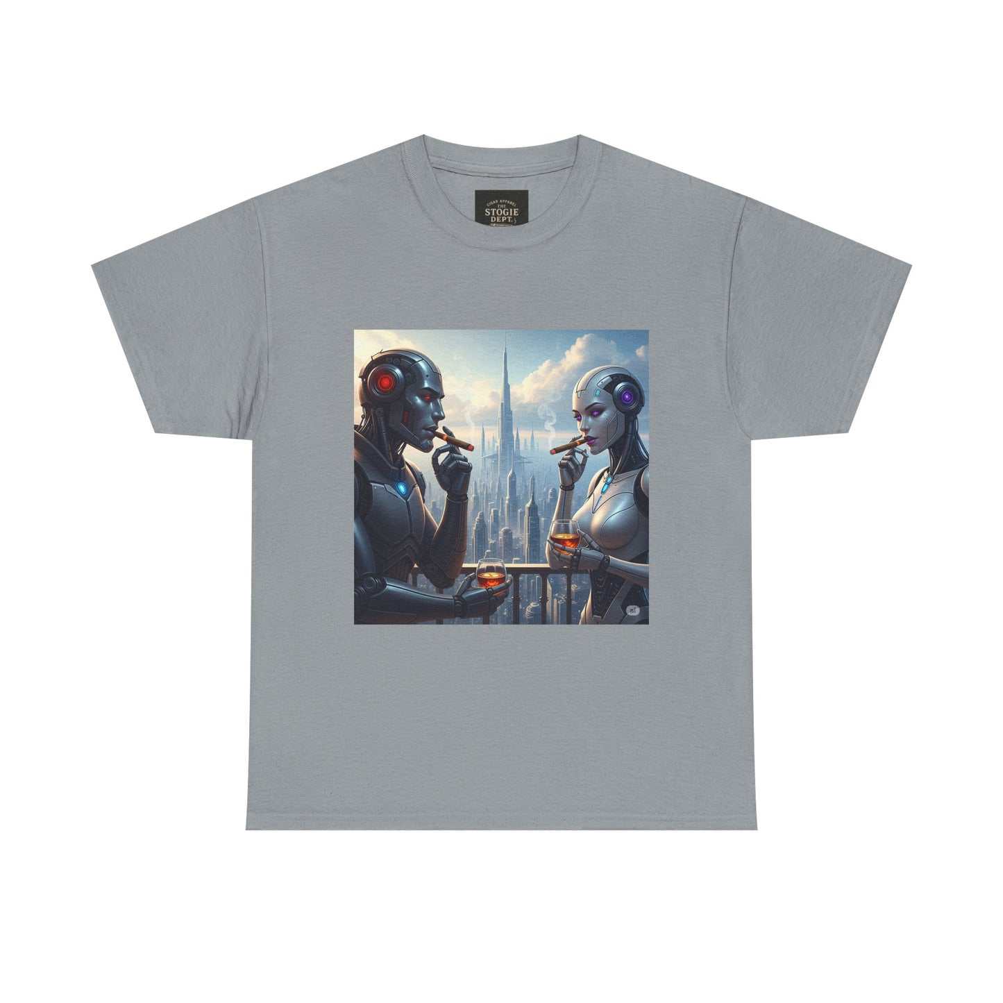Futuristic Robot Tee, Unisex Heavy Cotton T-Shirt, Sci-Fi Apparel