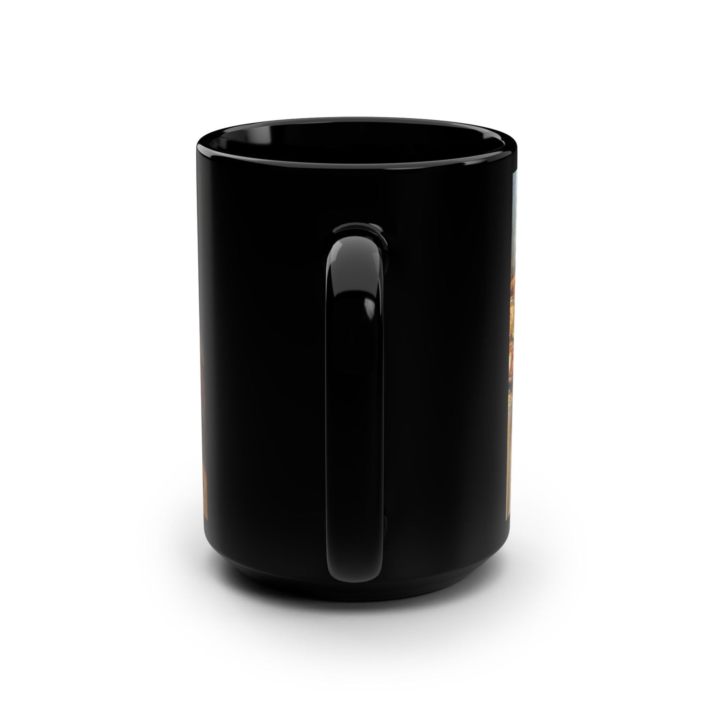 Artistic Black Mug for Coffee Lovers, Unique Housewarming Gift, Art-Inspired Drinkware, Perfect for Birthdays, Relaxation Vibes, 15oz