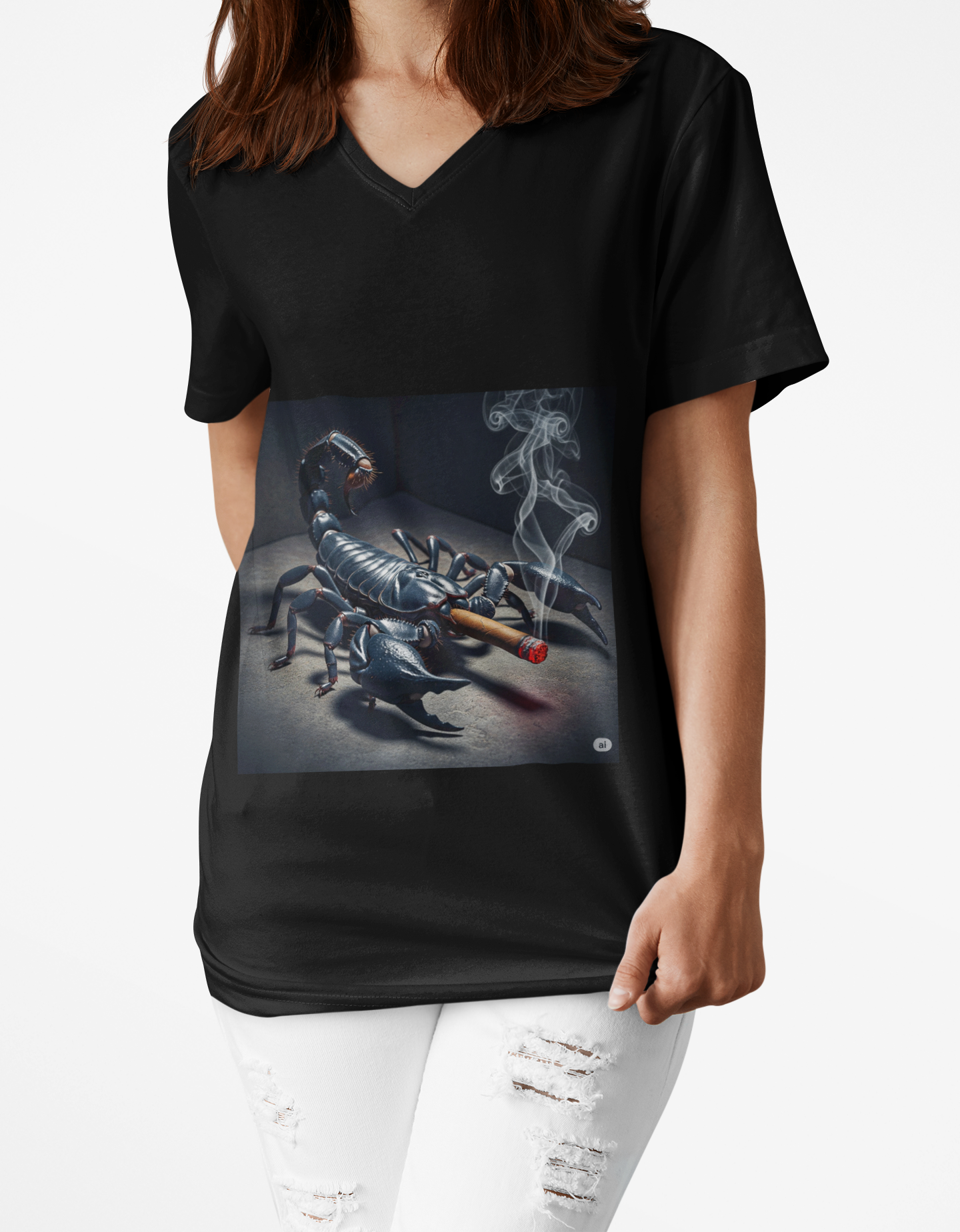 Scorpion Smoke V-Neck Tee,