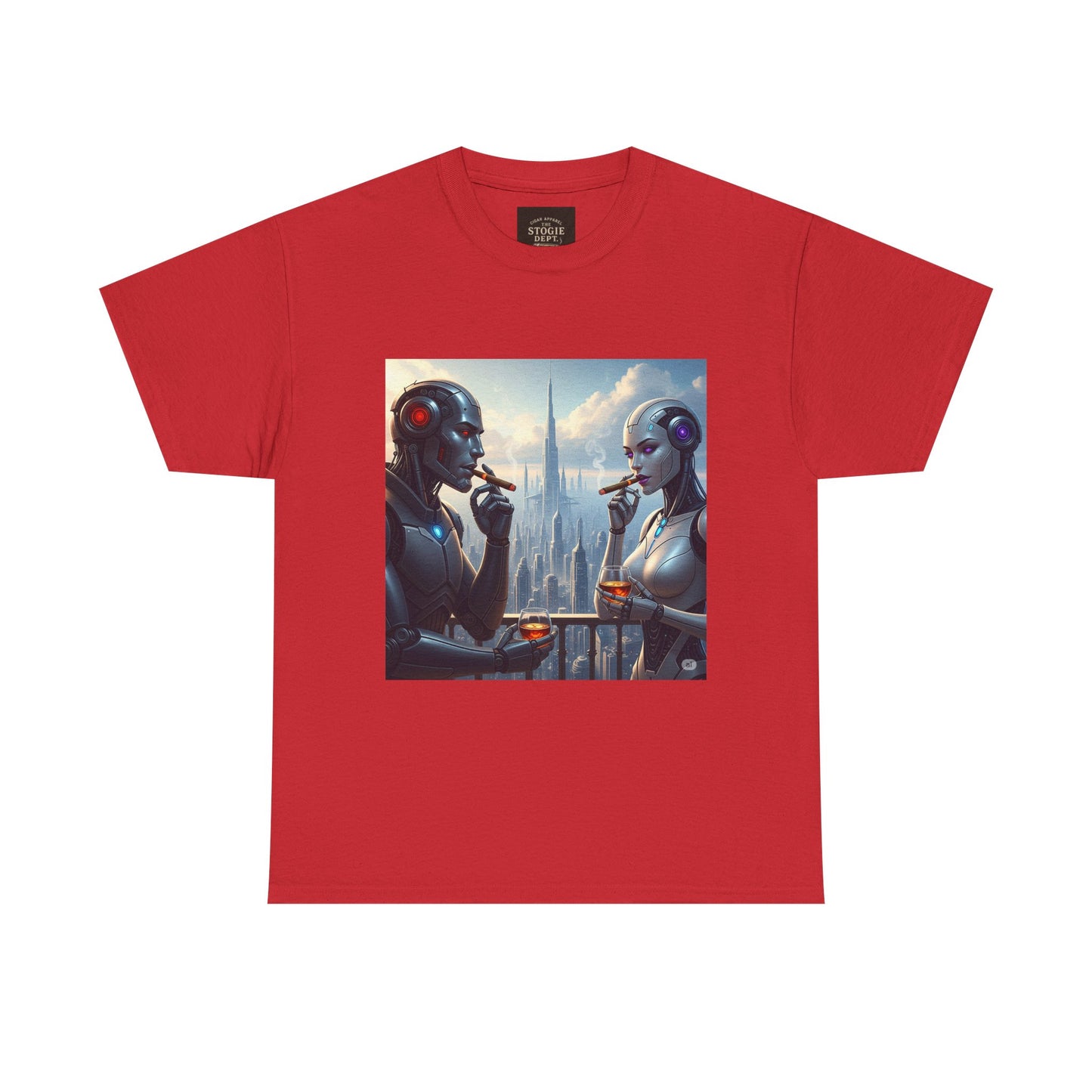 Futuristic Robot Tee, Unisex Heavy Cotton T-Shirt, Sci-Fi Apparel