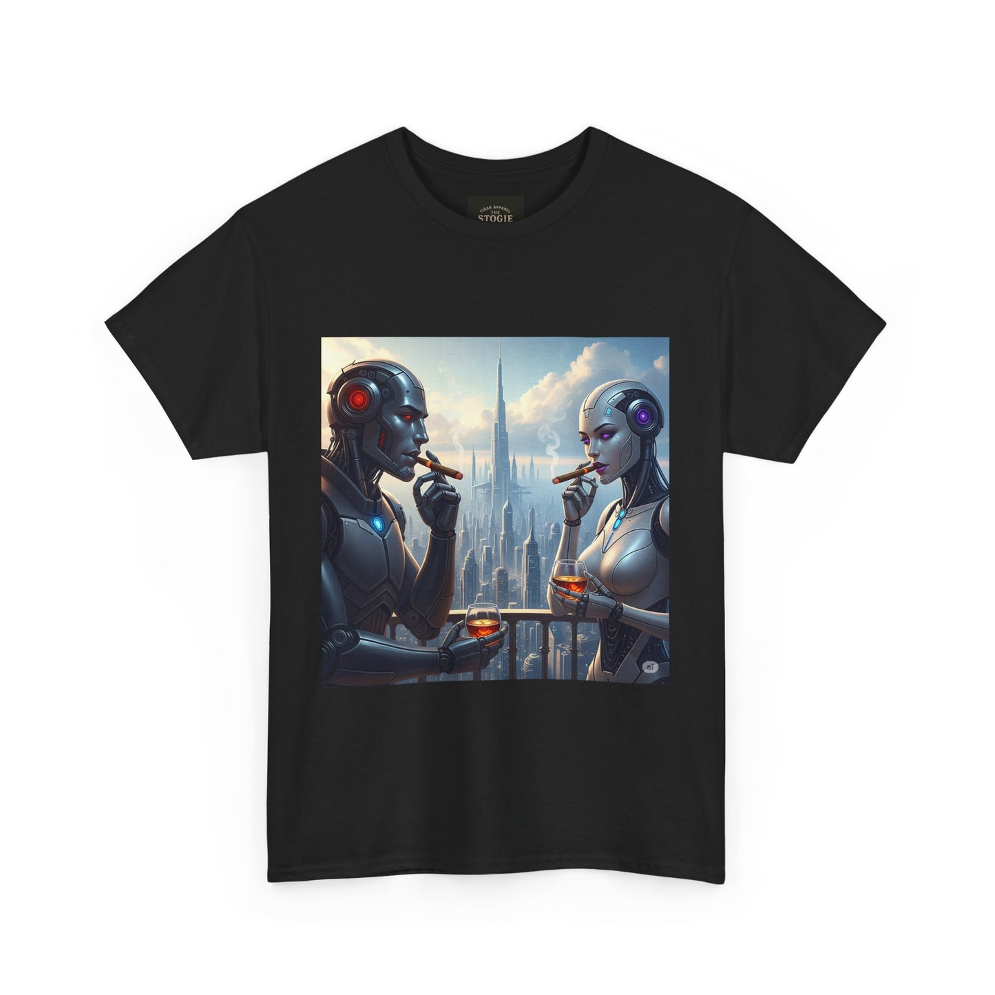 Futuristic Robot Tee, Unisex Heavy Cotton T-Shirt, Sci-Fi Apparel