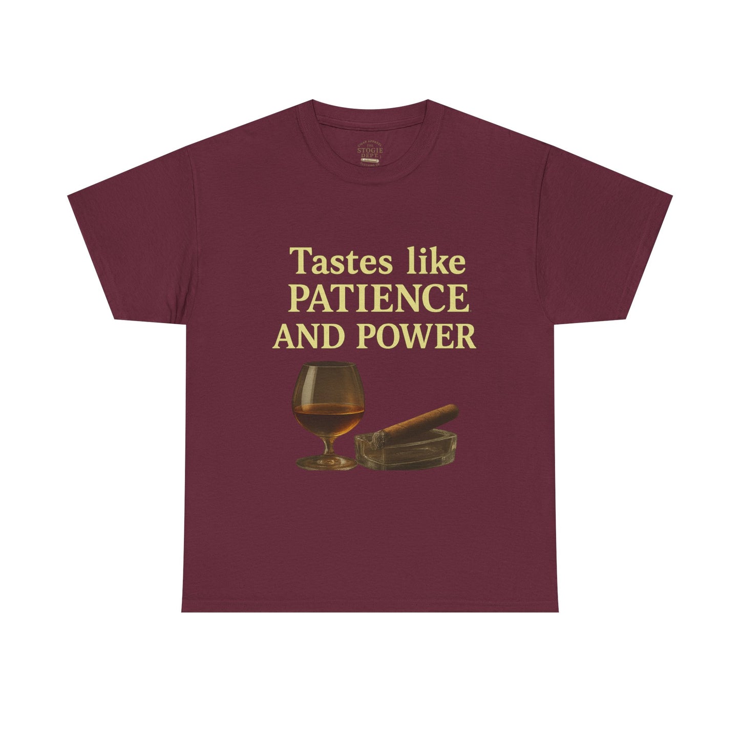 Patience and Power Tee, Funny Unisex Cotton T-Shirt, Gift for Whiskey Lovers, Inspirational Humor Shirt, Casual Everyday Wear