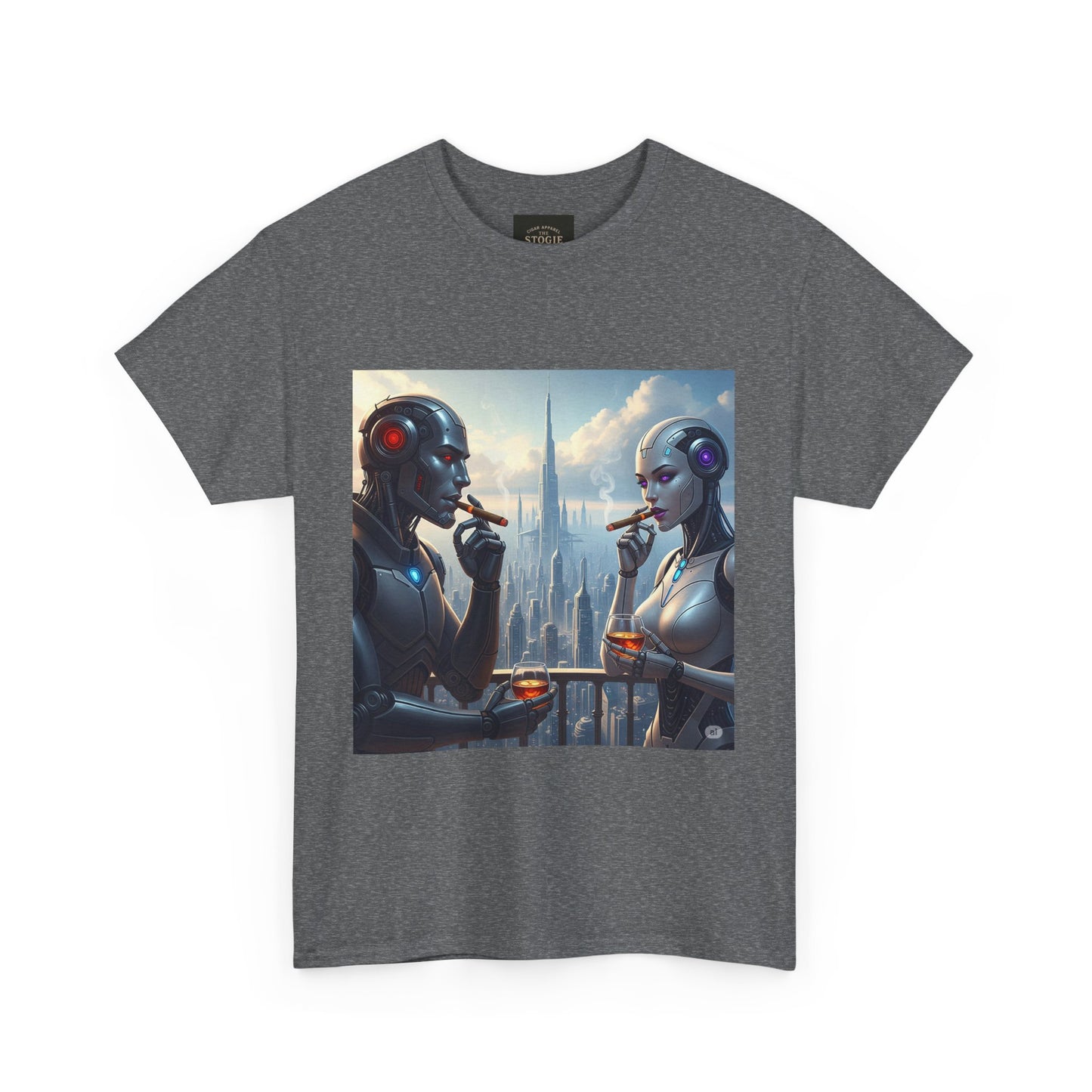 Futuristic Robot Tee, Unisex Heavy Cotton T-Shirt, Sci-Fi Apparel