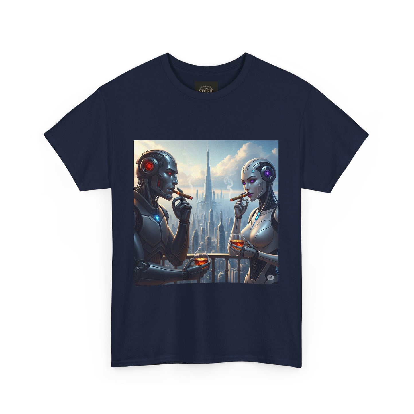 Futuristic Robot Tee, Unisex Heavy Cotton T-Shirt, Sci-Fi Apparel