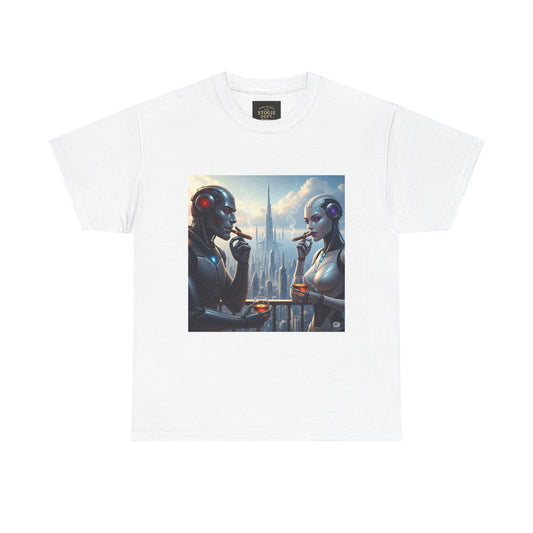 Futuristic Robot Tee, Unisex Heavy Cotton T-Shirt, Sci-Fi Apparel