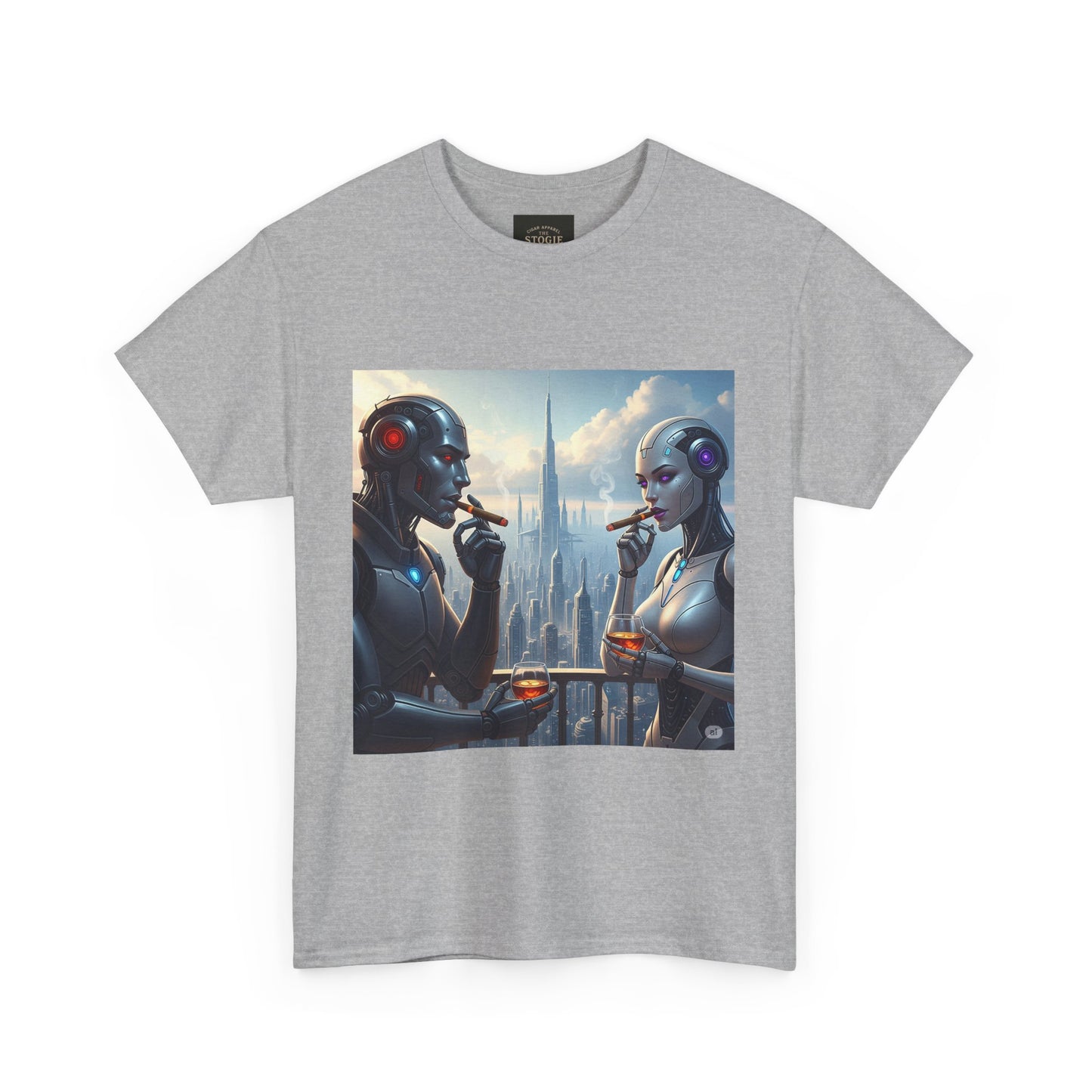 Futuristic Robot Tee, Unisex Heavy Cotton T-Shirt, Sci-Fi Apparel
