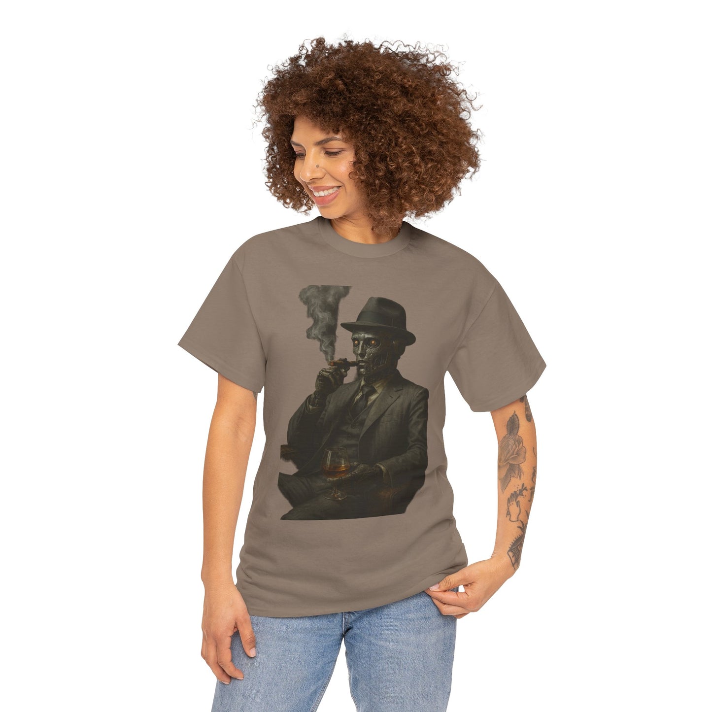 Vintage Style Smoking Man Tee, Unisex Cotton Shirt, Casual Wear, Gift for Him, Retro Graphic Tee, Unique Style T-Shirt