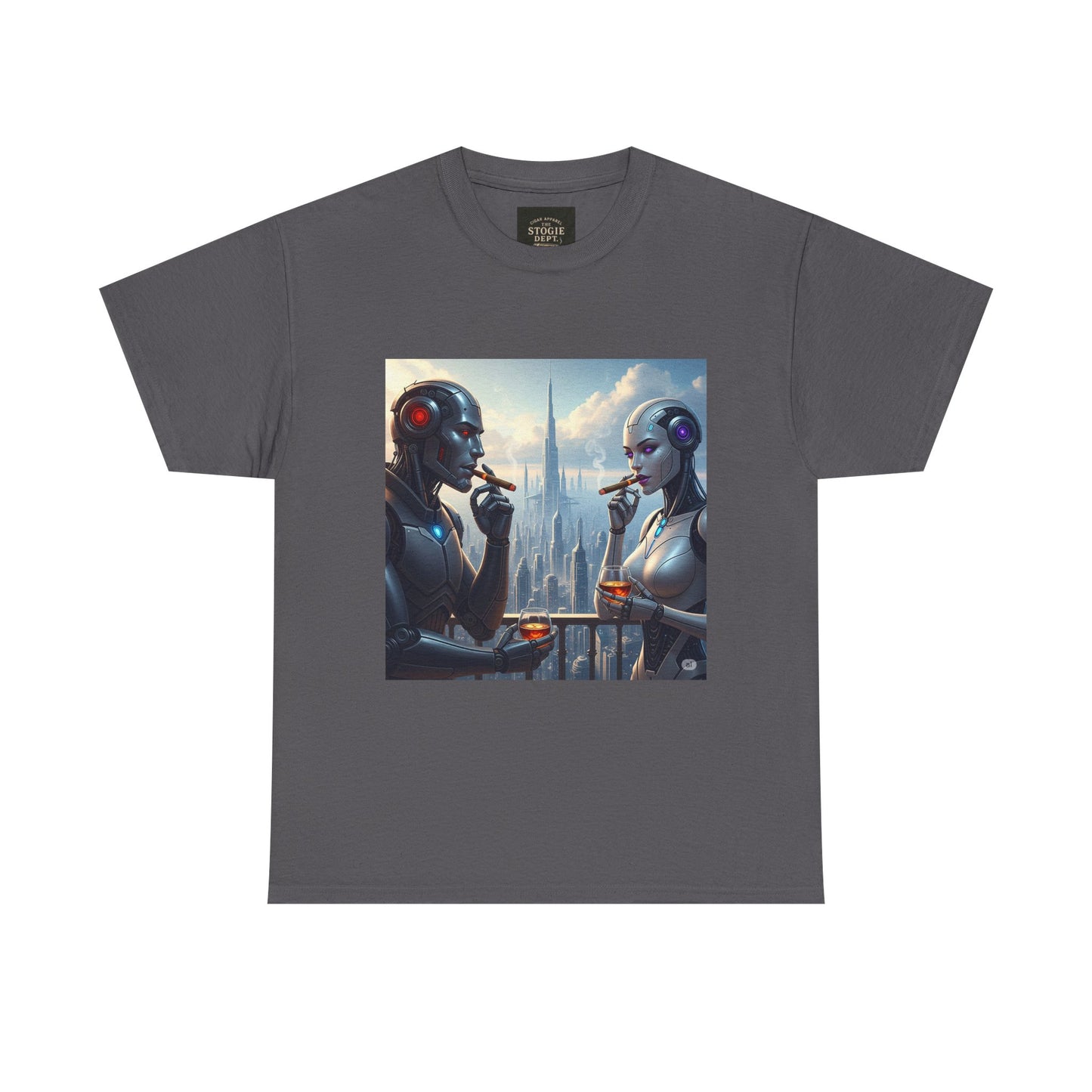 Futuristic Robot Tee, Unisex Heavy Cotton T-Shirt, Sci-Fi Apparel